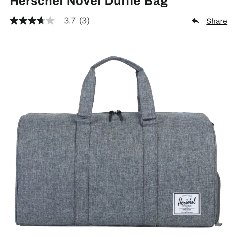 Herschel Novel Duffle Bag NEW Gray with strap, shoe storage compartment